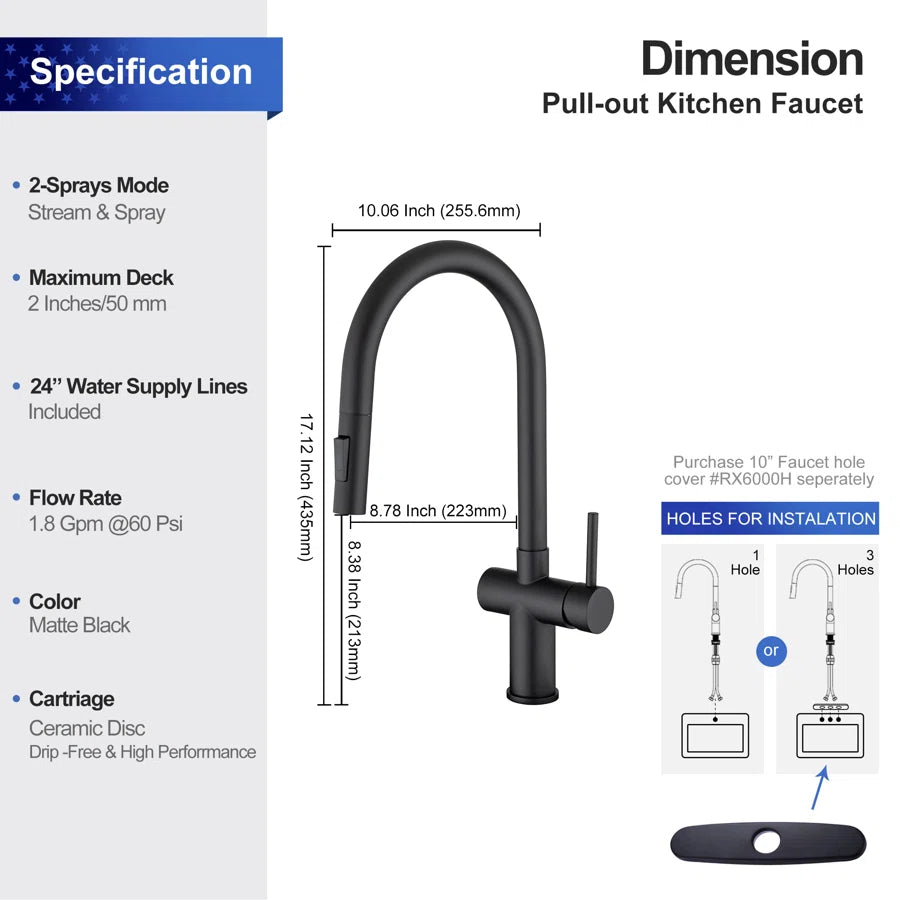 RAINLEX Single-Handle Pull-Down Kitchen Faucet (S6014)