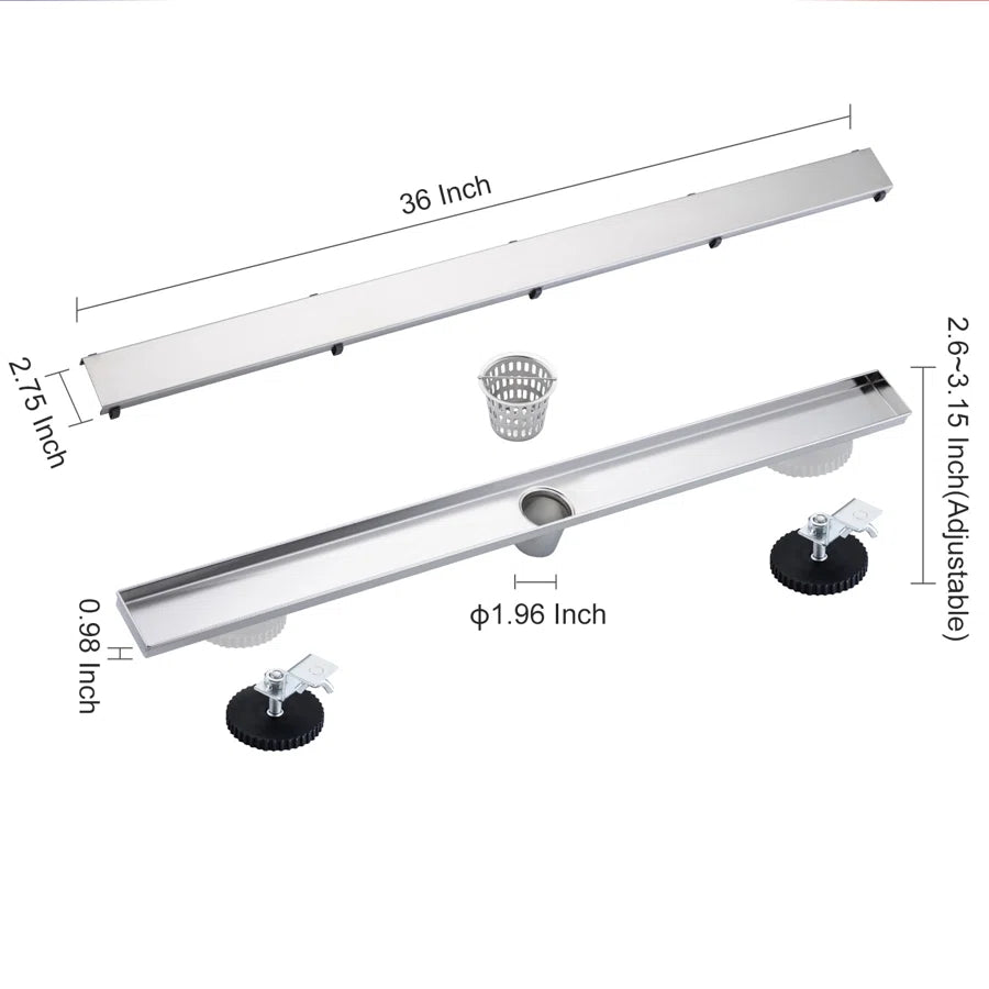RAINLEX 36 in. Linear Grid Shower Drain in Chrome