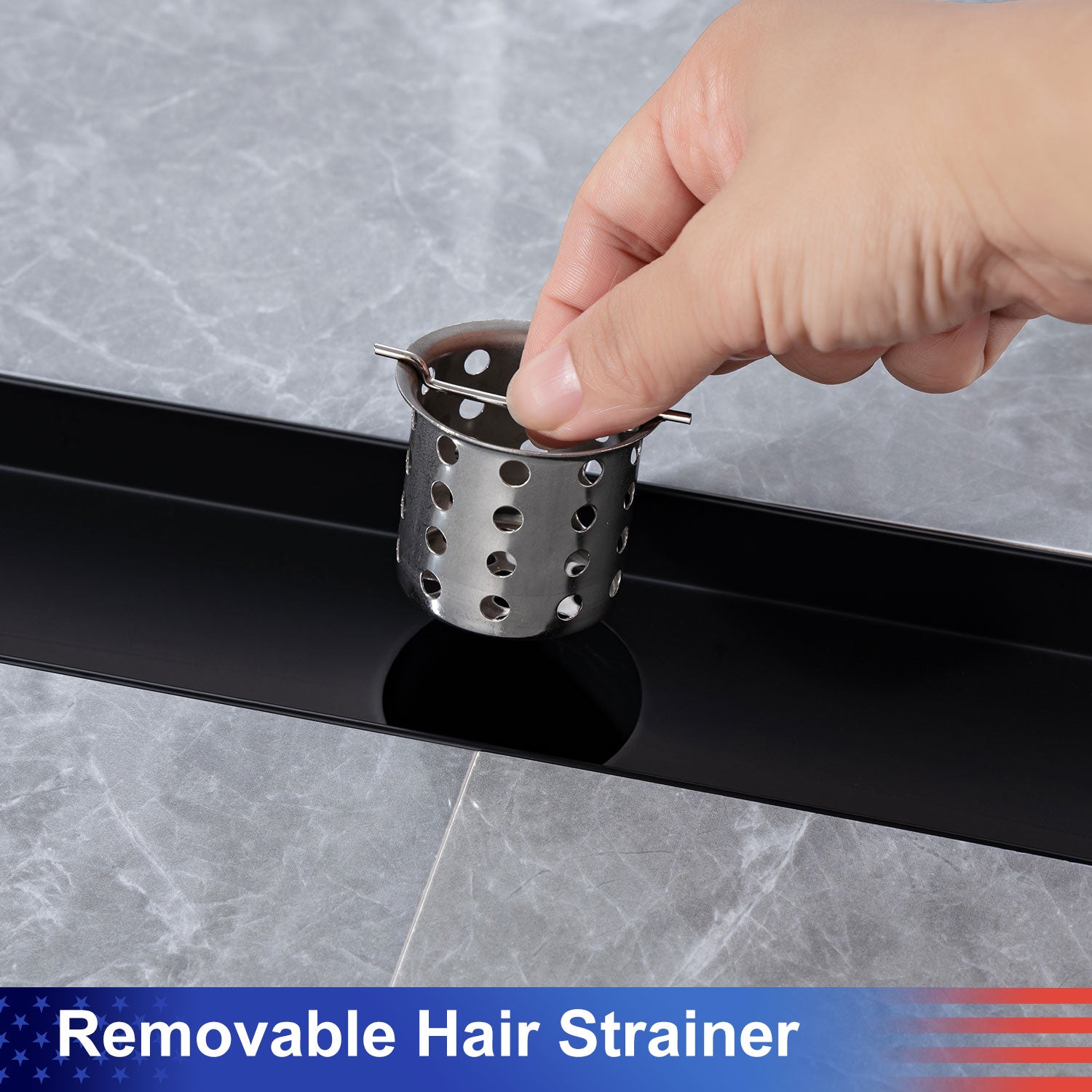 24" Linear Grid Shower Drain, Chrome