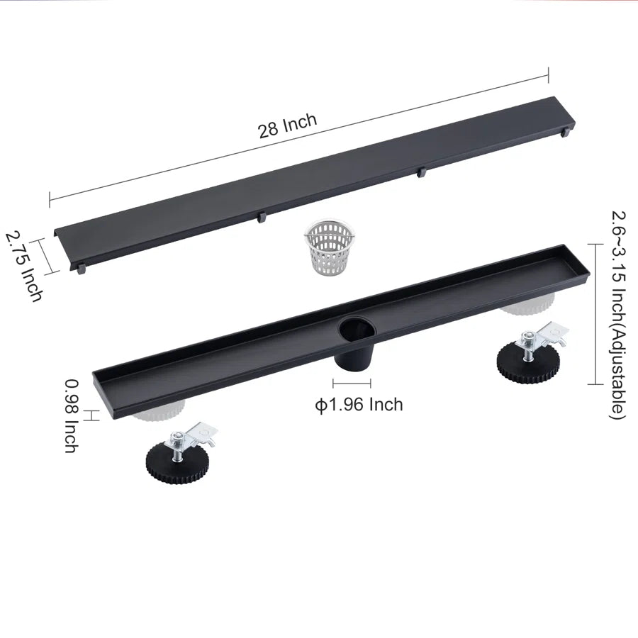 28" Linear Grid Shower Drain, Chrome