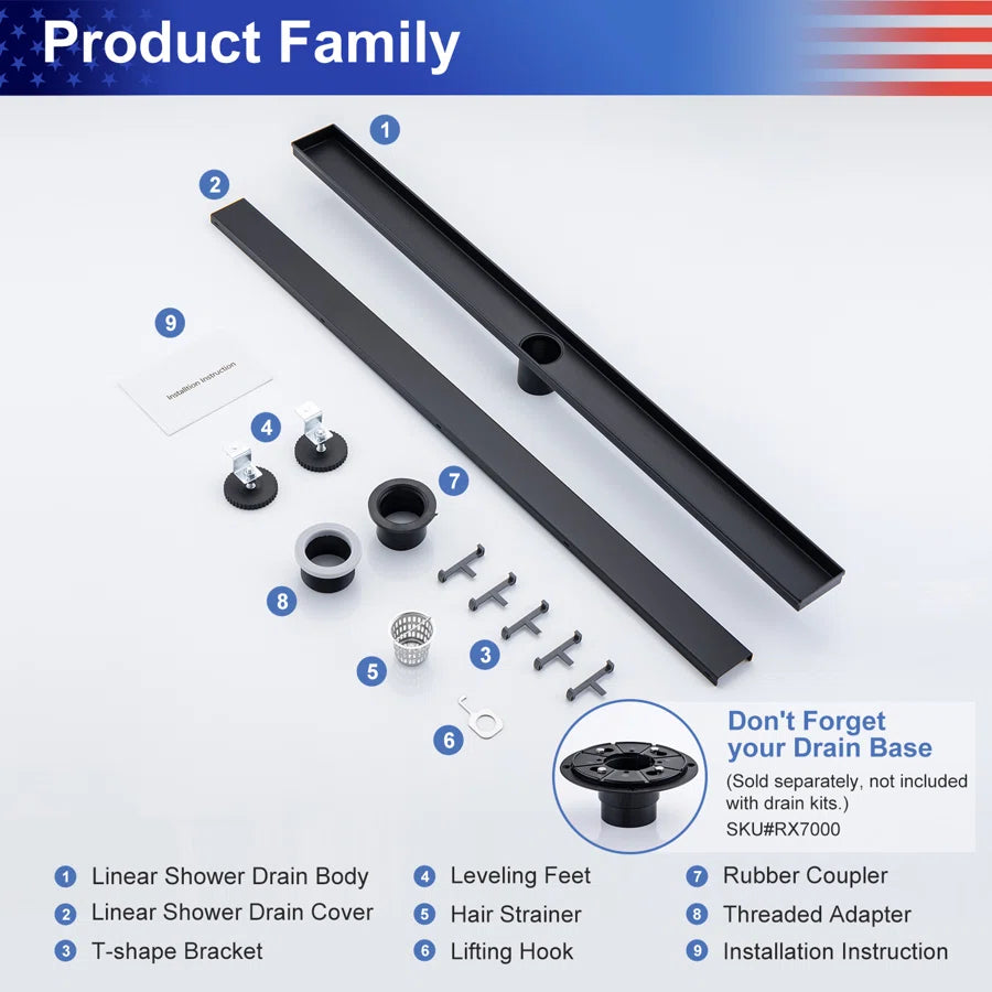 RAINLEX 36 in. Linear Grid Shower Drain in Chrome