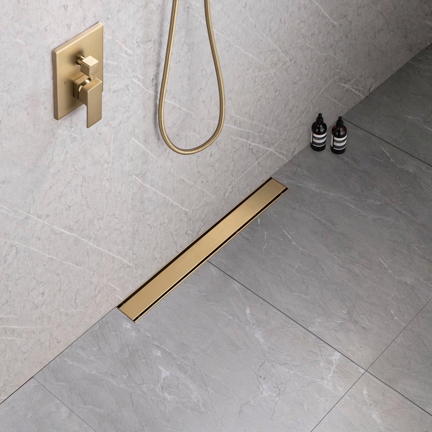 24" Linear Grid Shower Drain, Chrome