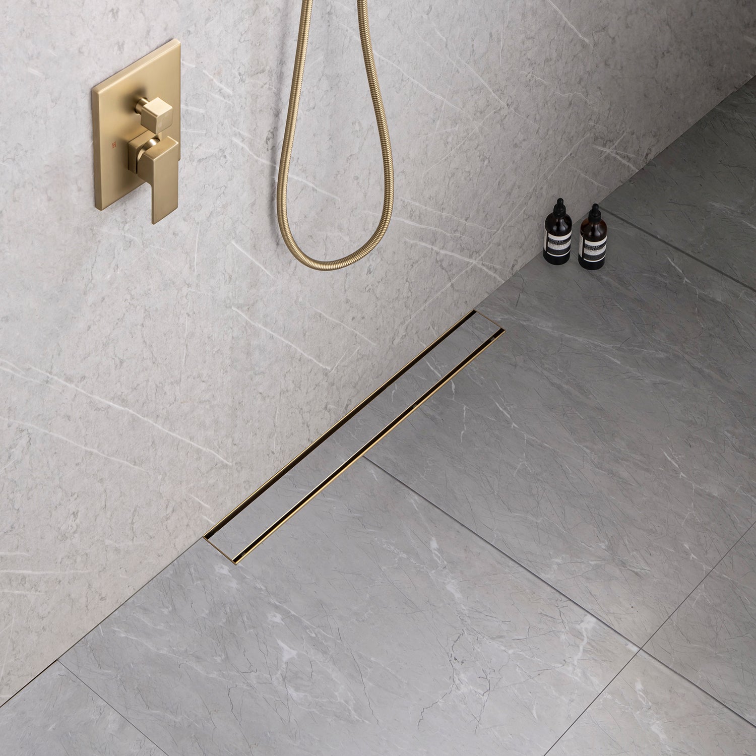 24" Linear Grid Shower Drain, Chrome