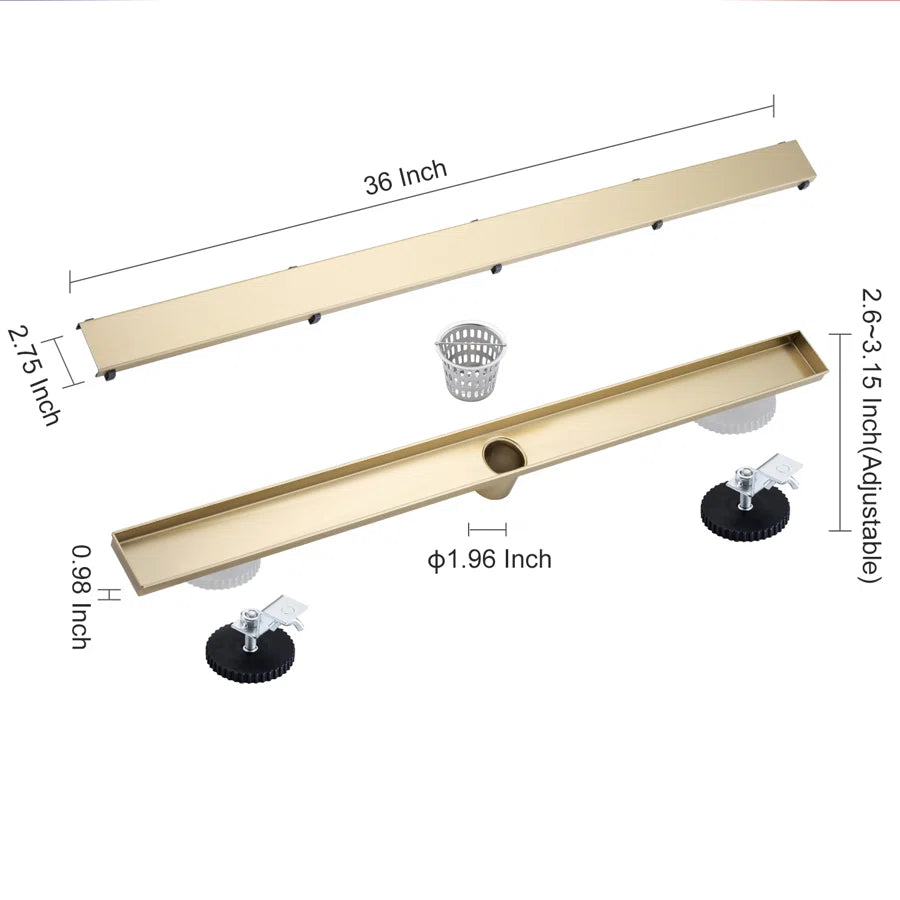 RAINLEX 36 in. Linear Grid Shower Drain in Chrome
