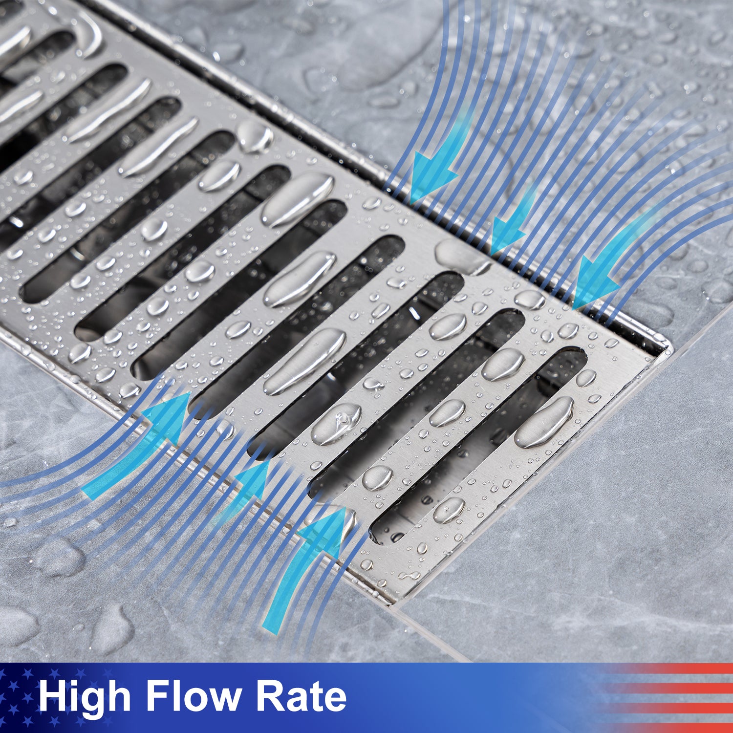 Drain de douche à grille linéaire de 12 po de largeur RX7002-12