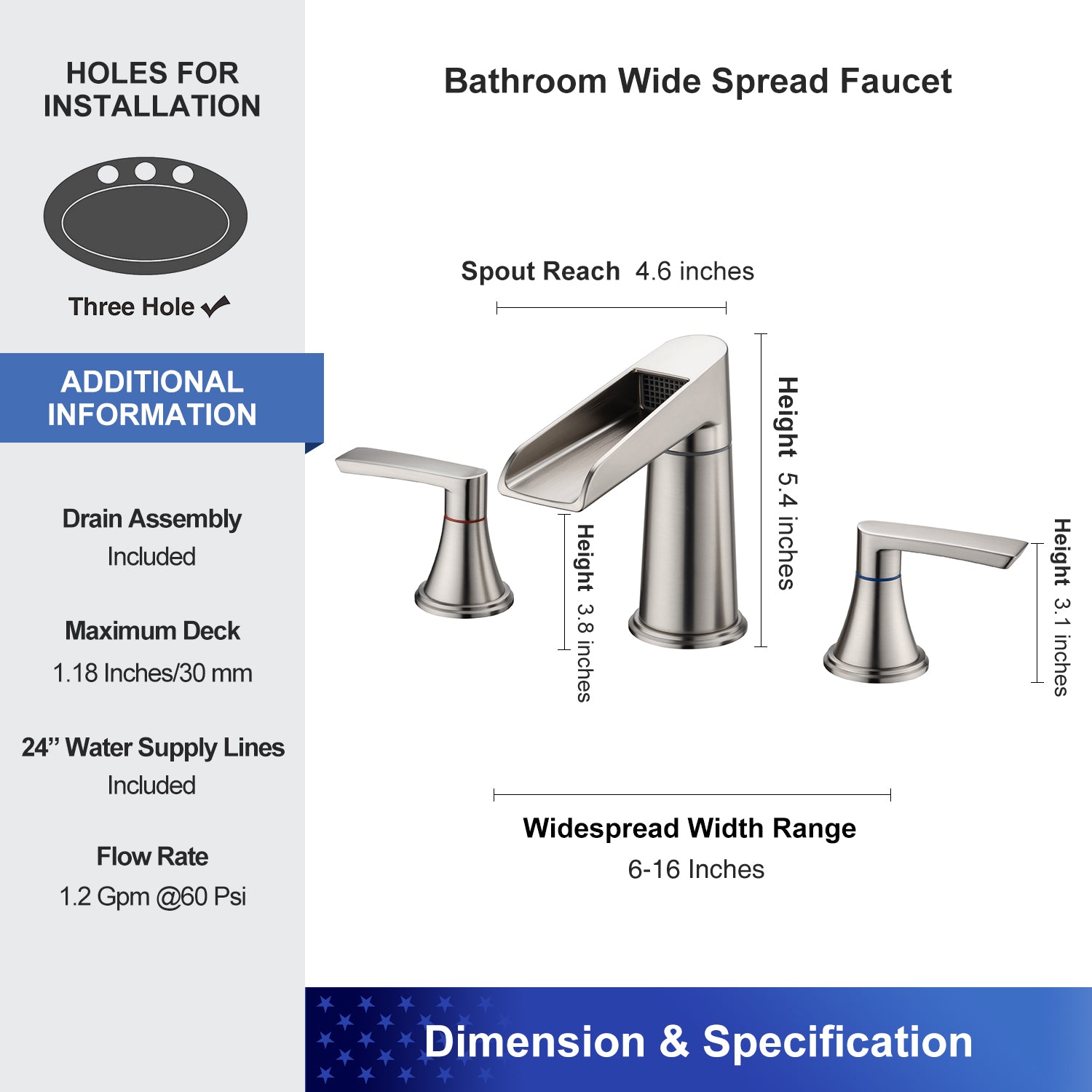 Widespread Faucet 2-handle Bathroom Faucet with Drain Assembly RX83005