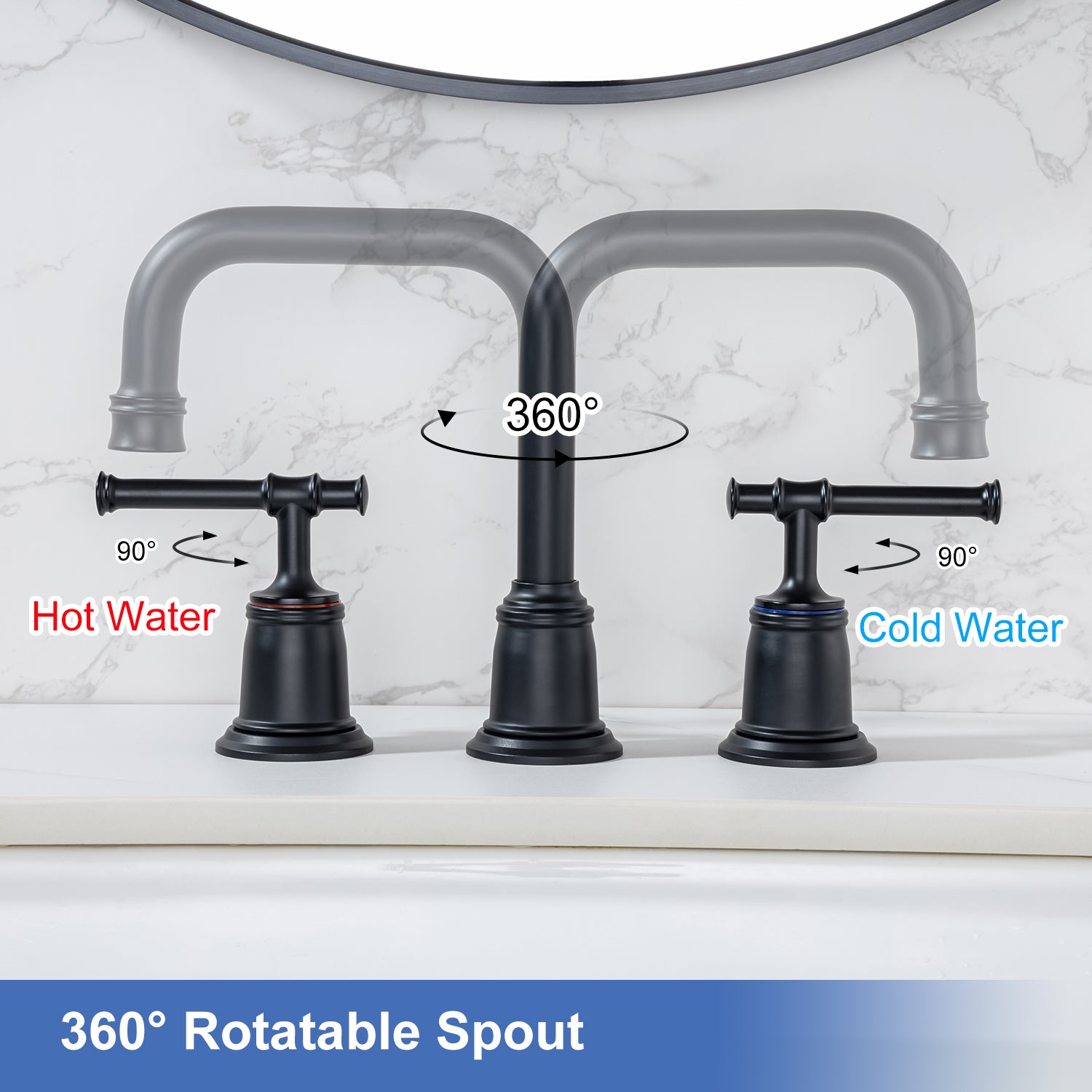 Widespread Faucet 2-handle Bathroom Faucet with Drain Assembly RX83008