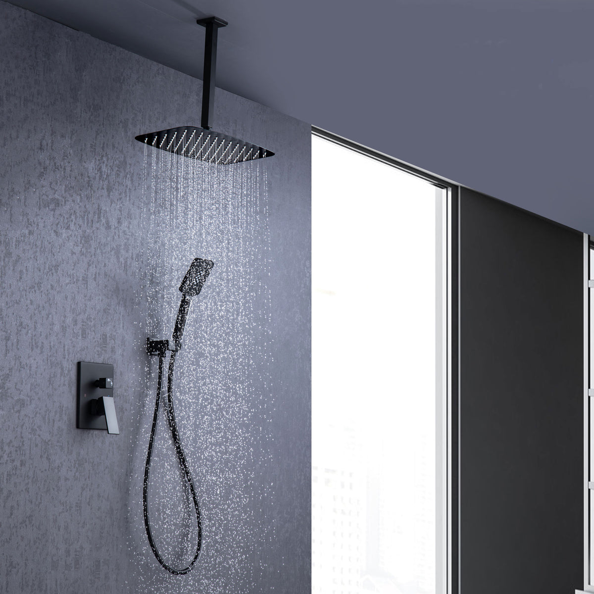 RAINLEX 12 in. Square Wall-Mount Complete Shower System with Rough-In Valve