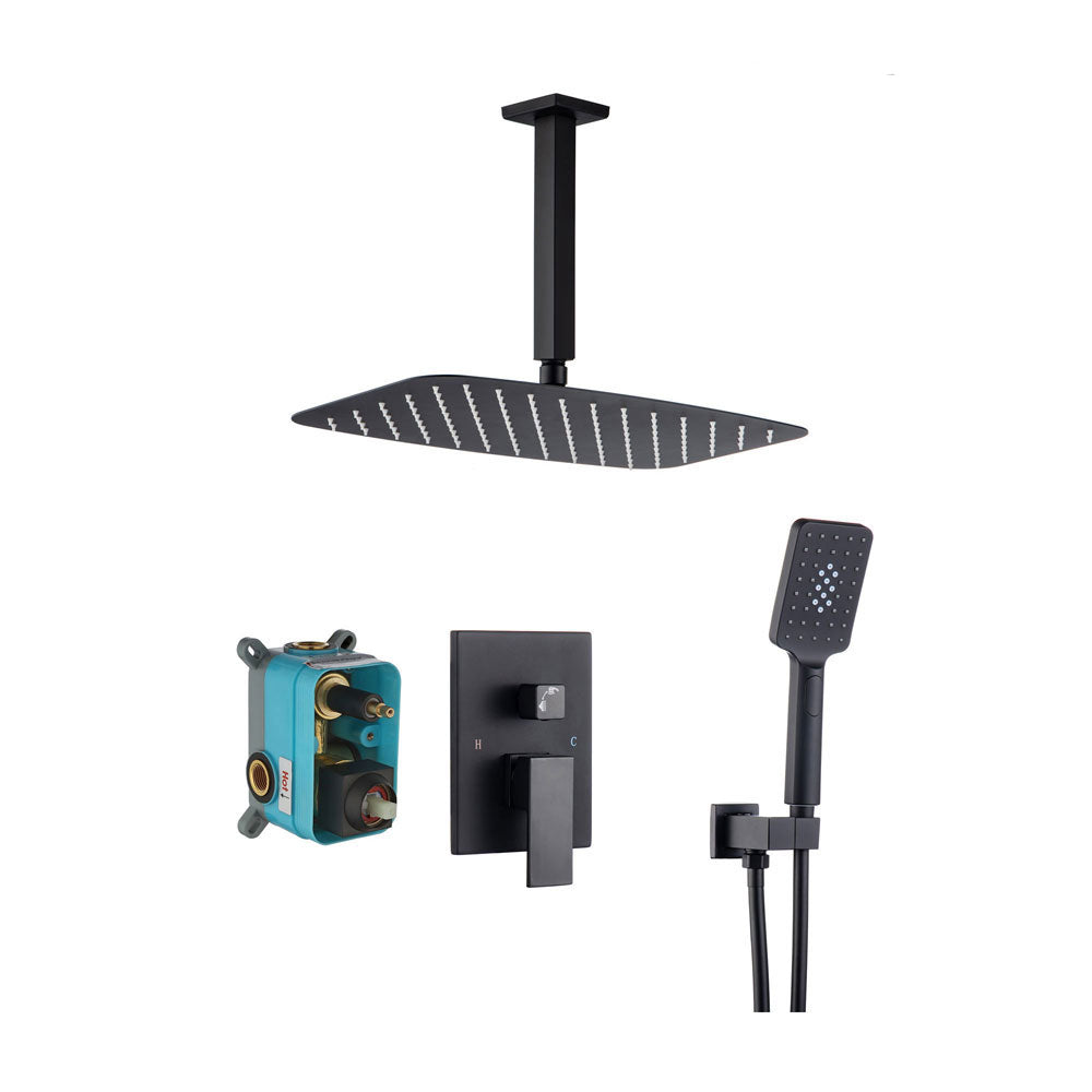 RAINLEX 12 in. Square Wall-Mount Complete Shower System with Rough-In Valve