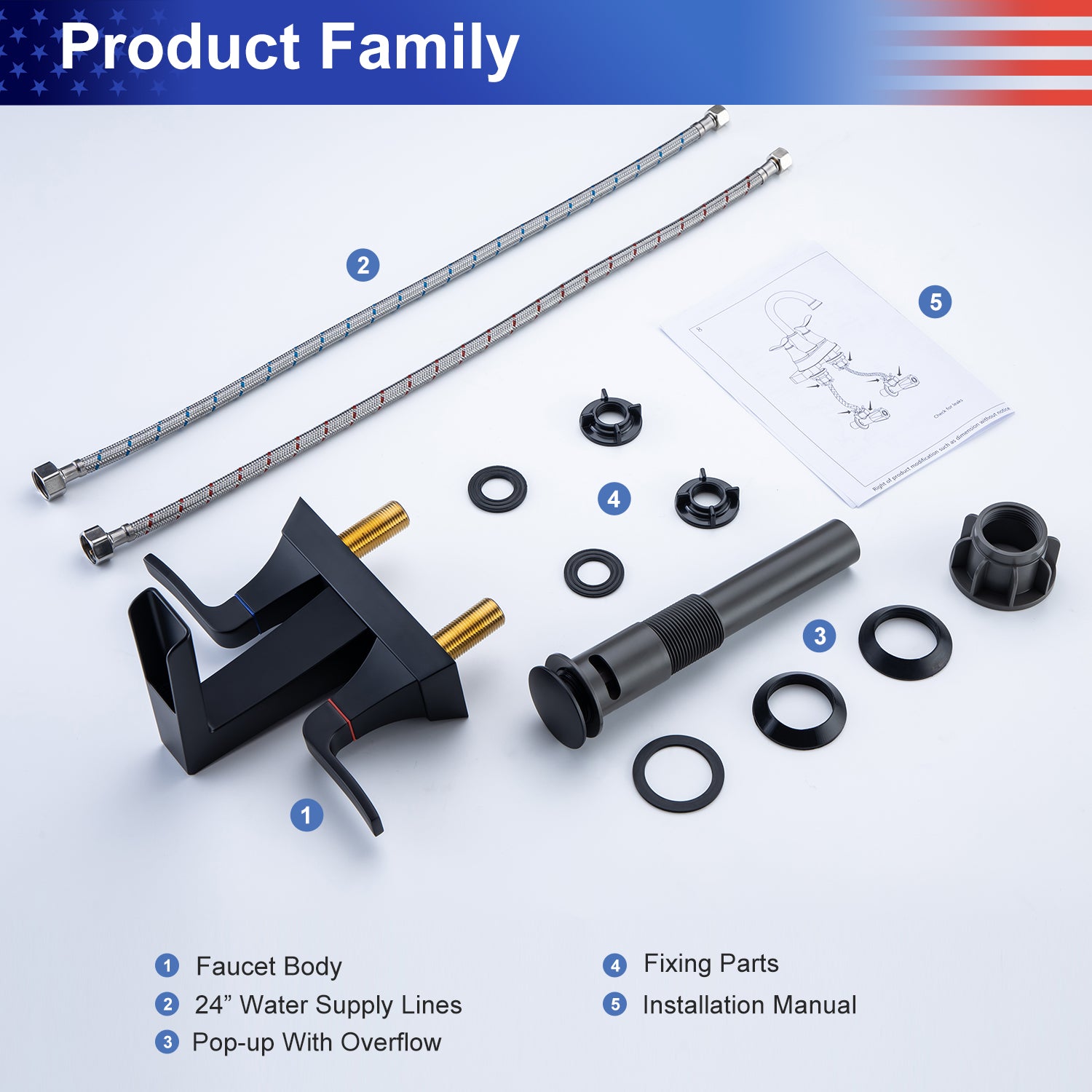 Rainlex 2-Handle Centerset Waterfall Bathroom Faucet with Drain Assembly