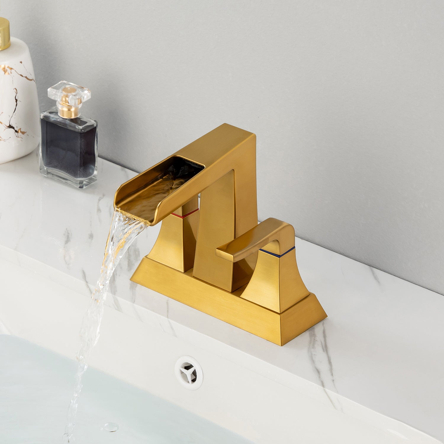 Rainlex 2-Handle Centerset Waterfall Bathroom Faucet with Drain Assembly