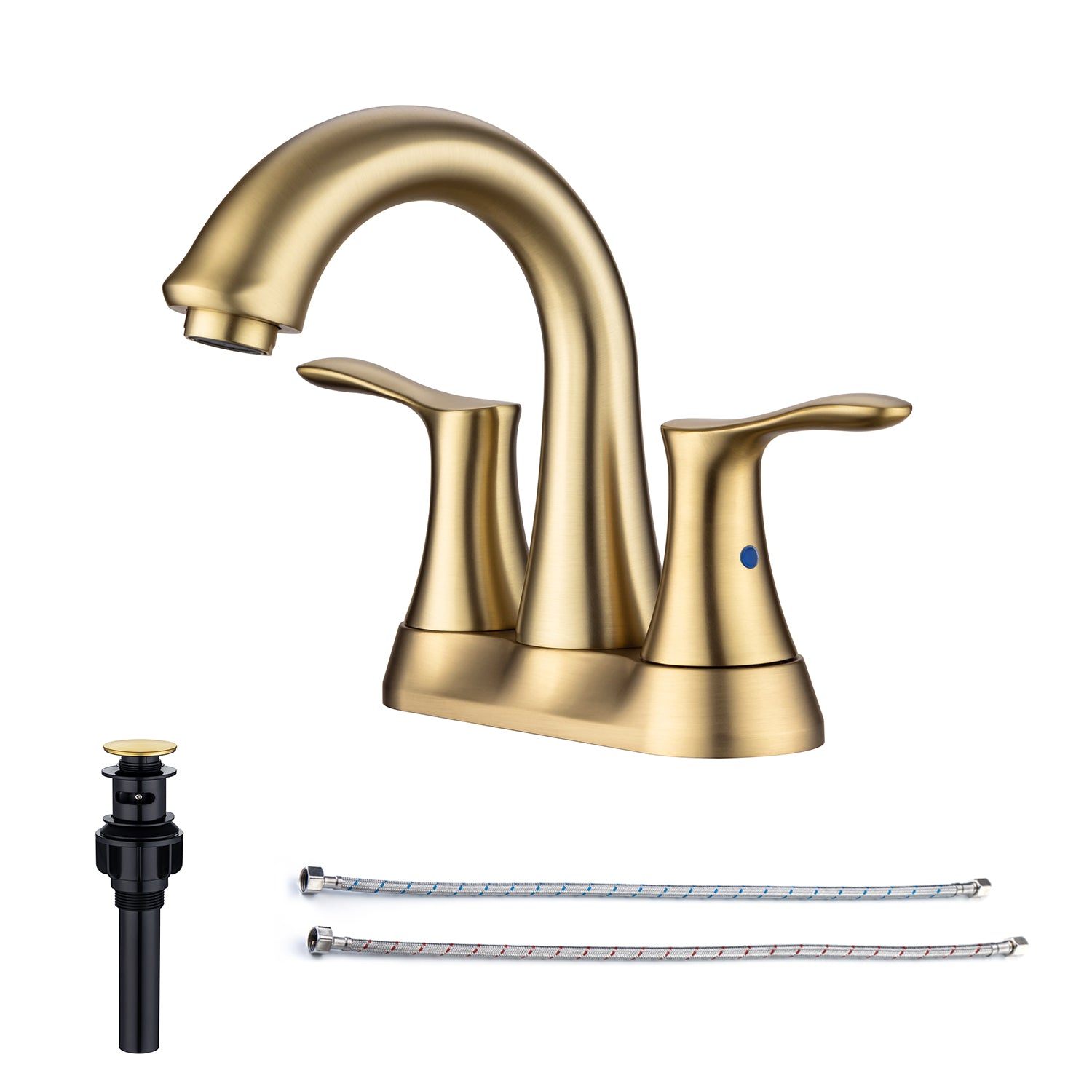 2-Handle Centerset Bathroom Faucet with Drain Assembly