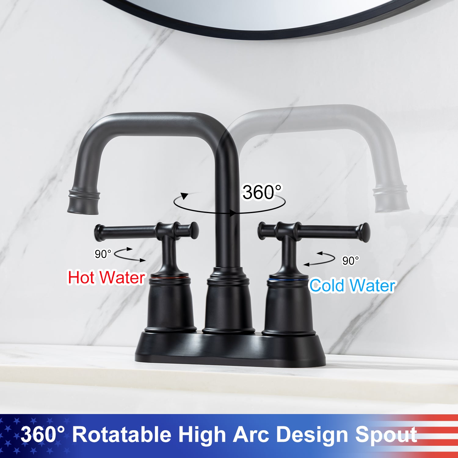 2-Handle Centerset Bathroom Faucet with Drain Assembly (S3008)
