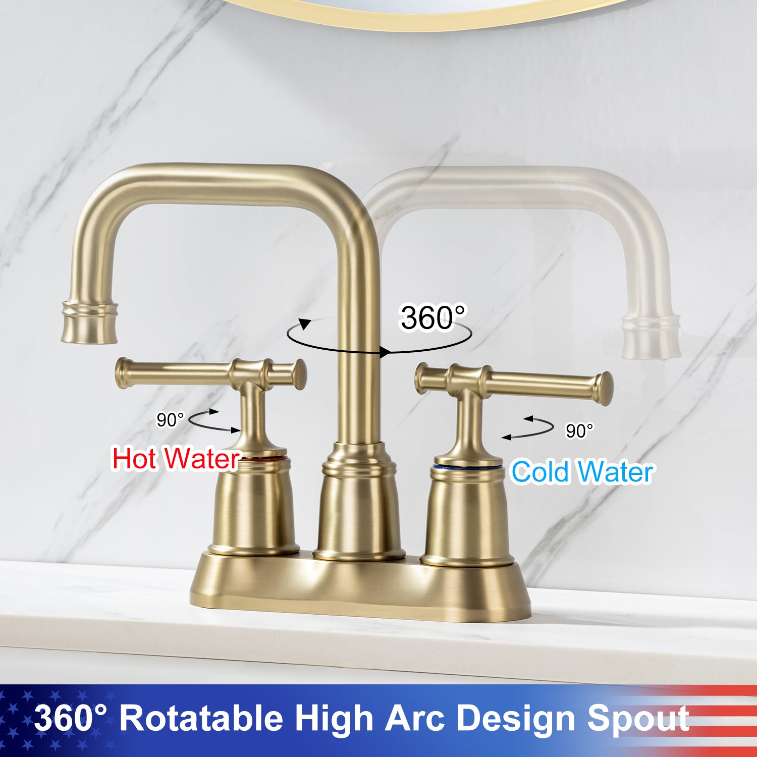 2-Handle Centerset Bathroom Faucet with Drain Assembly (S3008)
