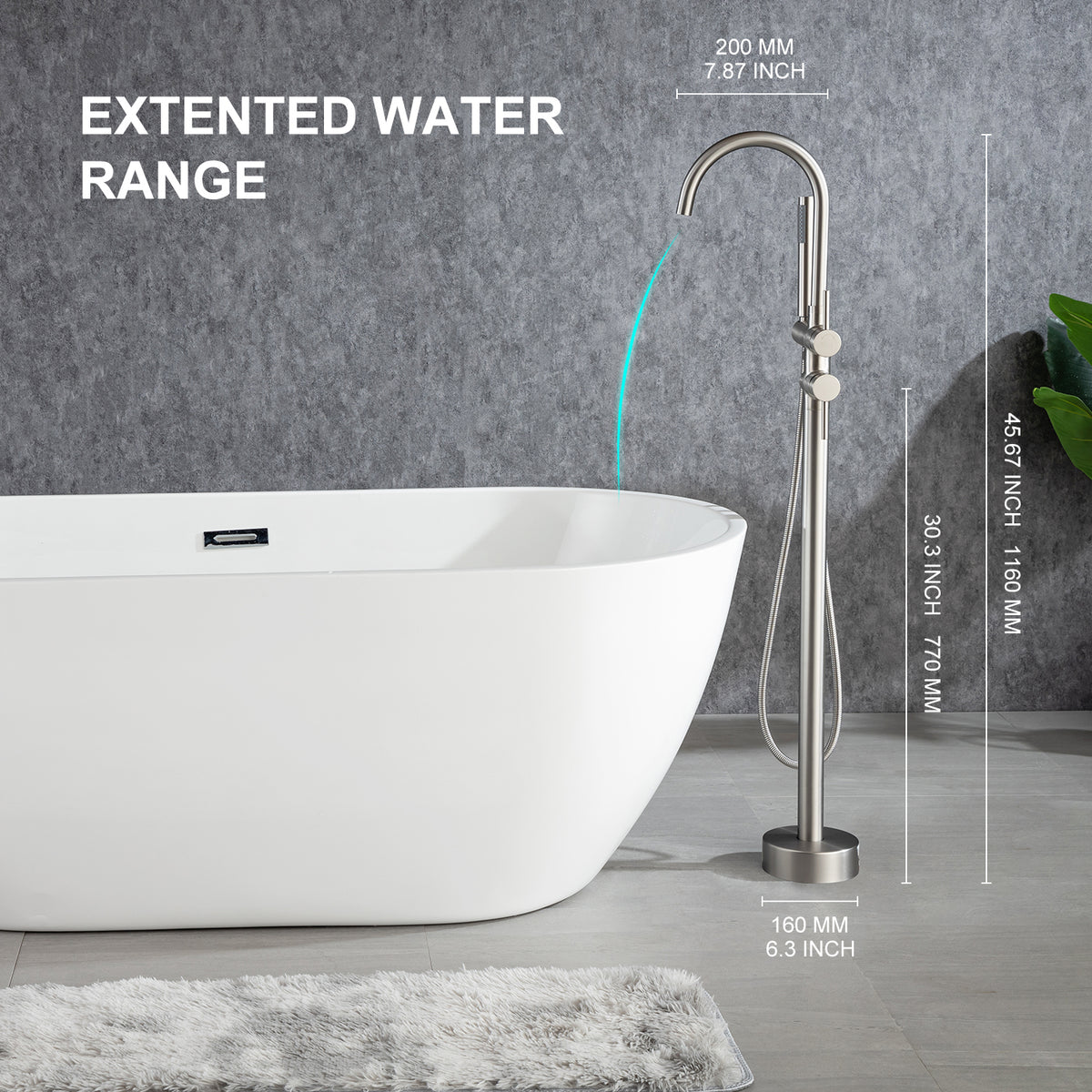 Robinet de baignoire autoportant à poignée unique avec douche à main RX8005