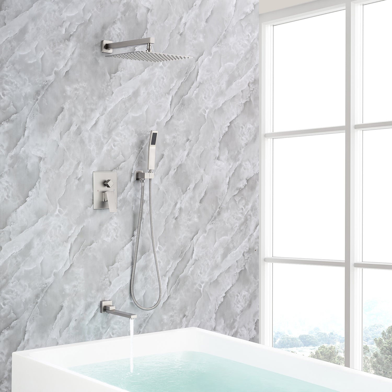 10" Shower Head 3-way Wall-Mount Square Shower
