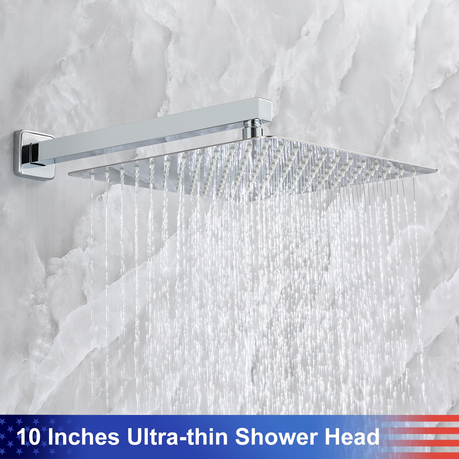 10" Square 3-Way Wall-Mount Shower System with Rough-in Valve (S93103)