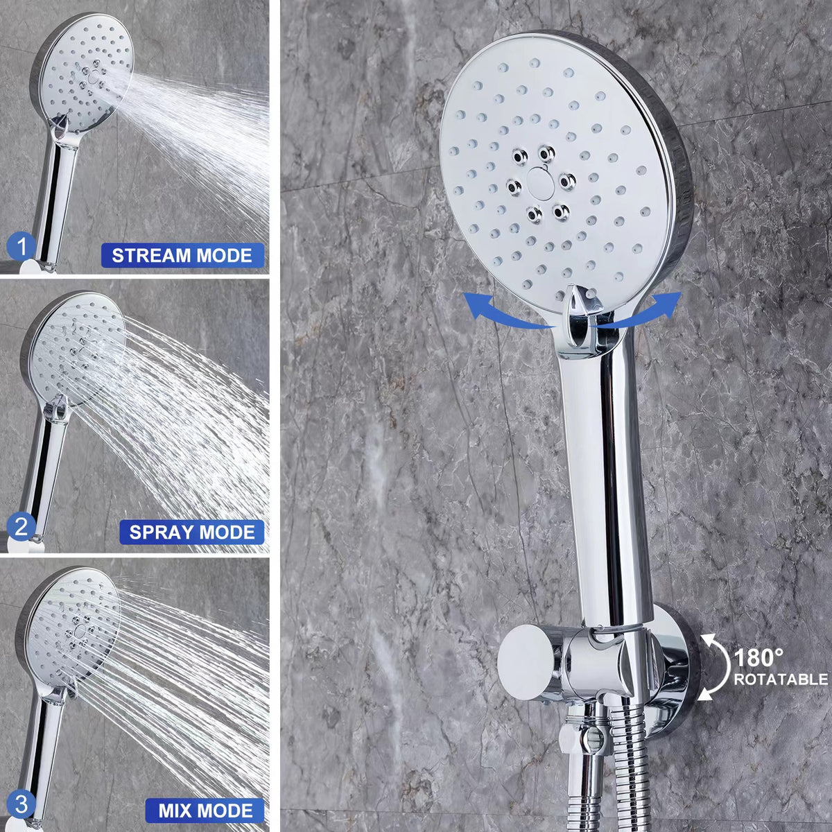 Pommeau de douche rond à 2 voies et montage mural de 10 po avec valve brute RX96202-10