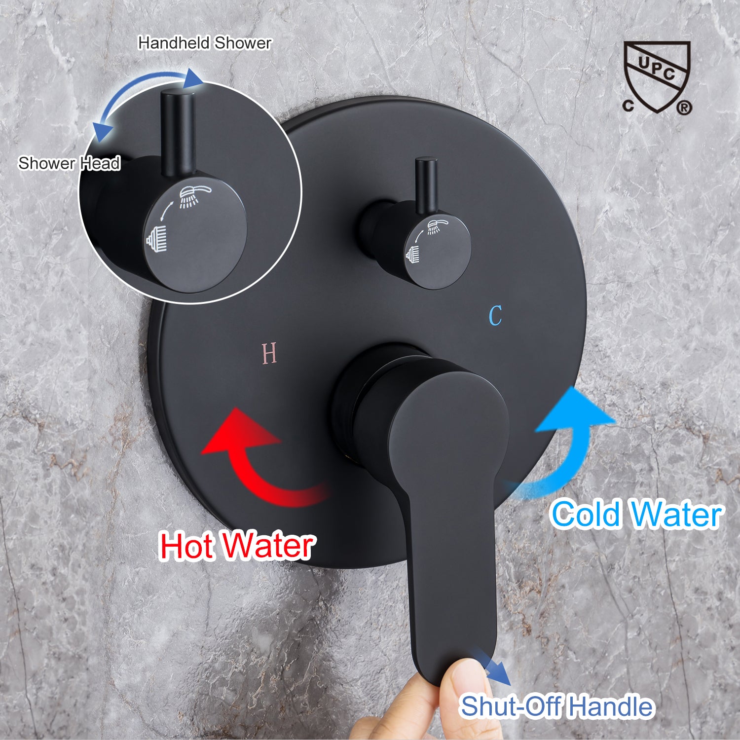 10" Shower Head 2-way Wall-Mount Round Shower Faucet with Rough-in Valve RX96202-10