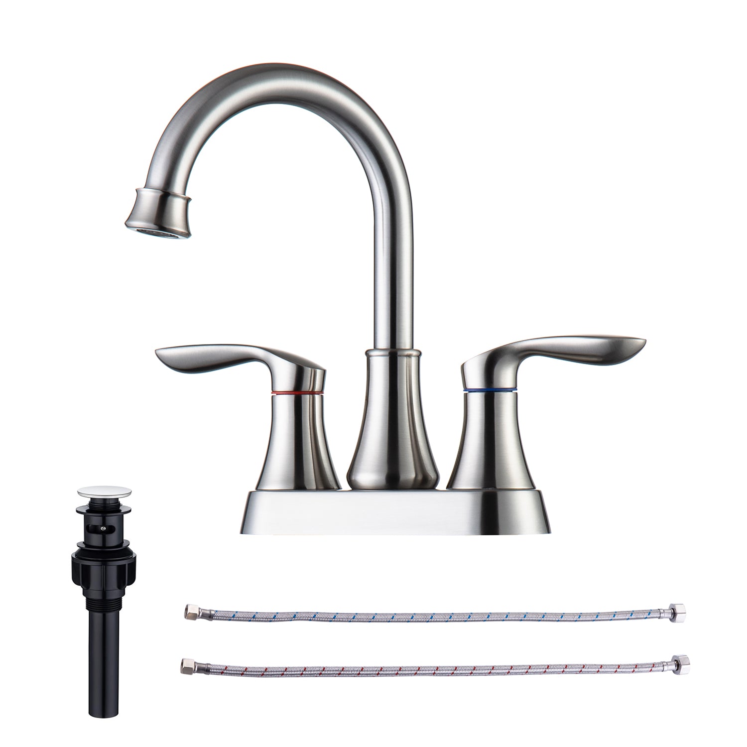 2-Handle Centerset Bathroom Faucet with Drain Assembly