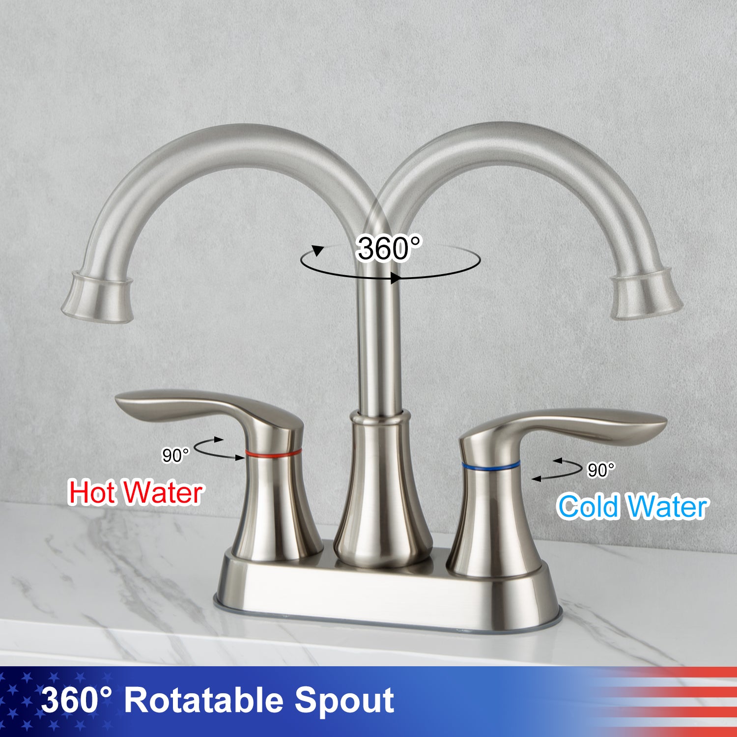 2-Handle Centerset Bathroom Faucet with Drain Assembly