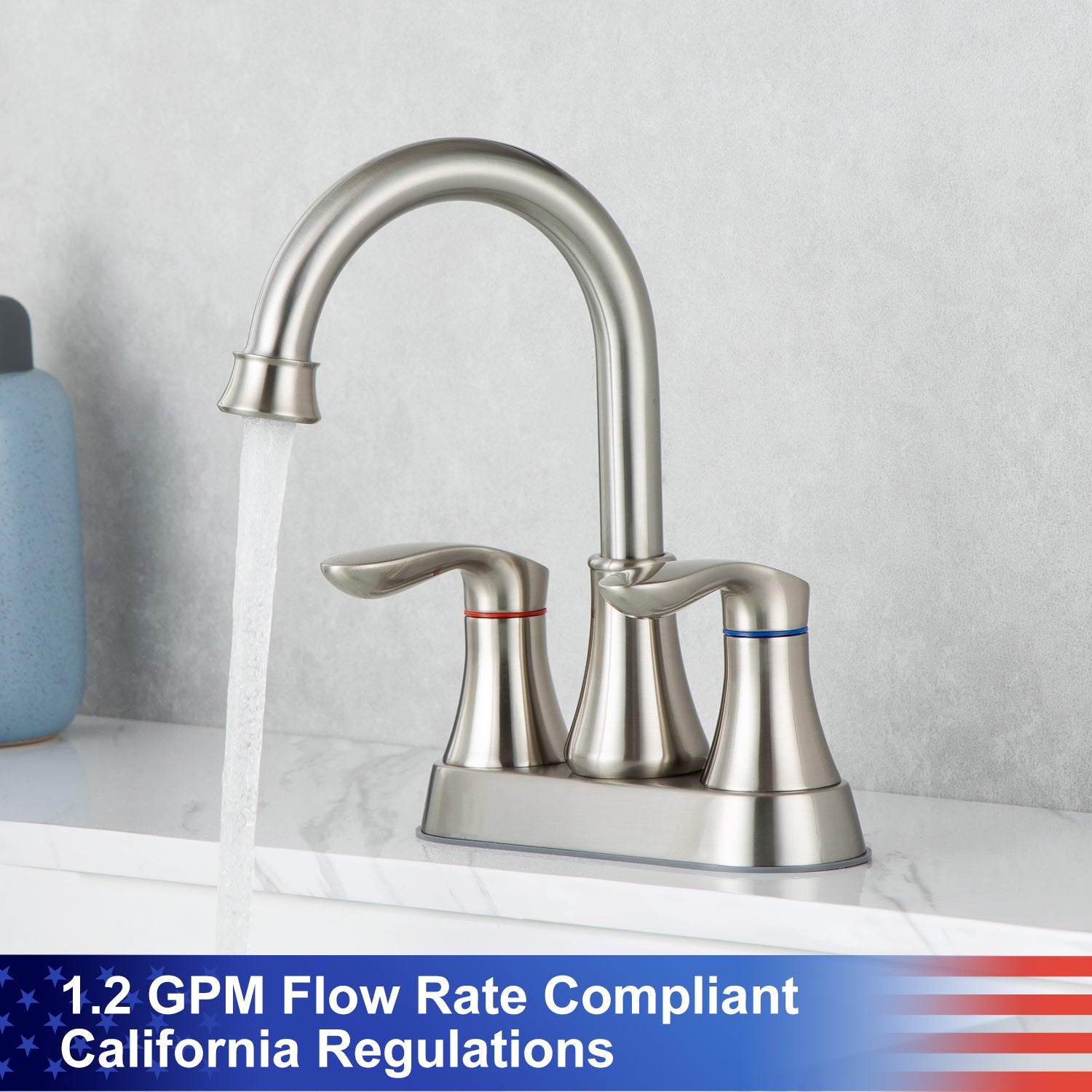 2-Handle Centerset Bathroom Faucet with Drain Assembly