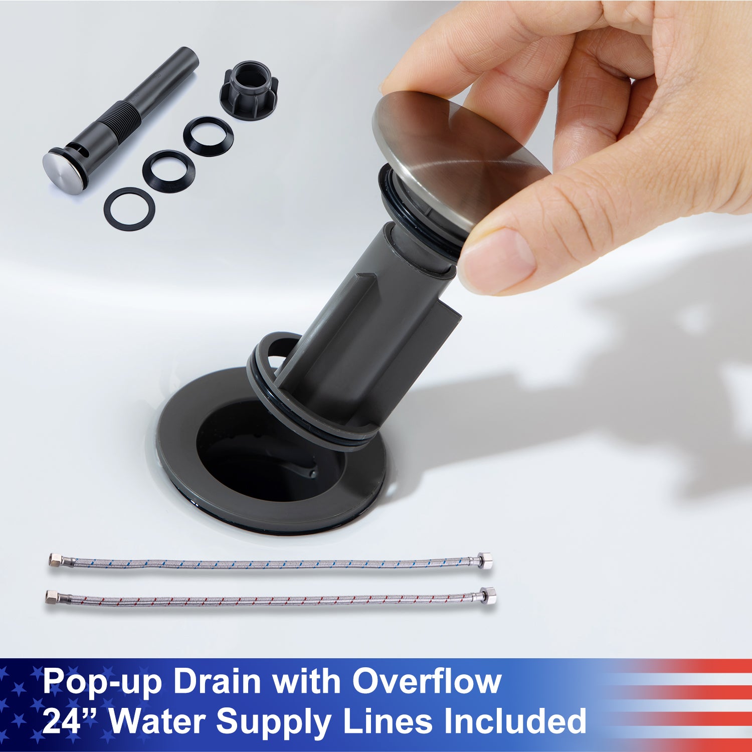 2-Handle Centerset Bathroom Faucet with Drain Assembly