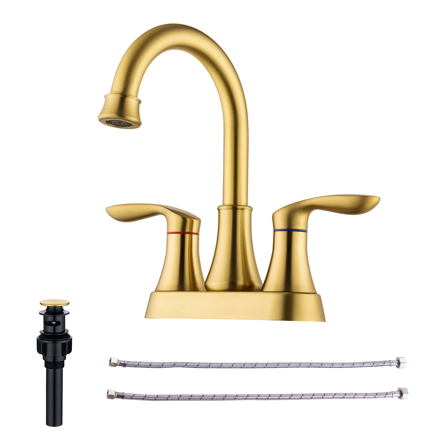 2-Handle Centerset Bathroom Faucet with Drain Assembly