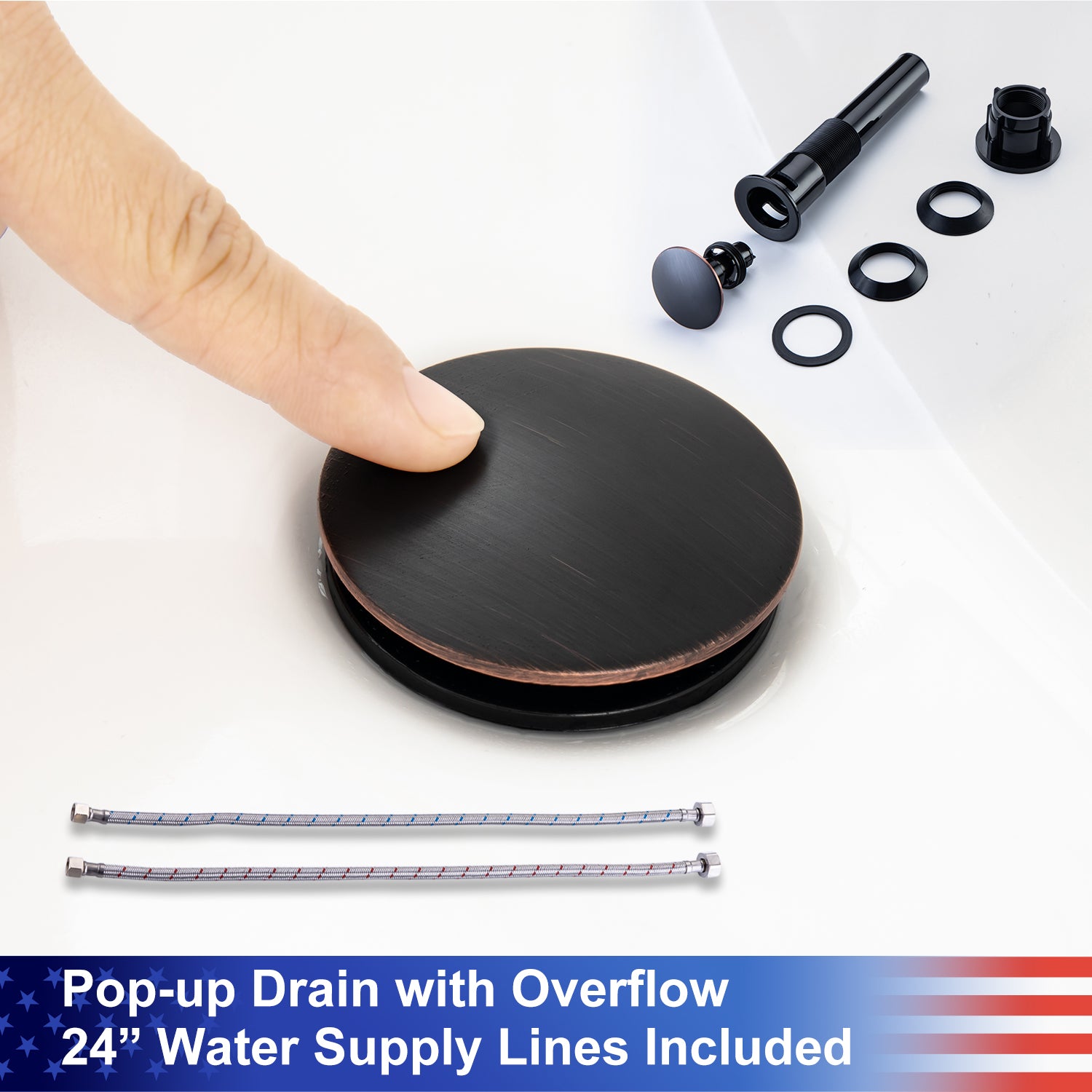 2-Handle Centerset Bathroom Faucet with Drain Assembly
