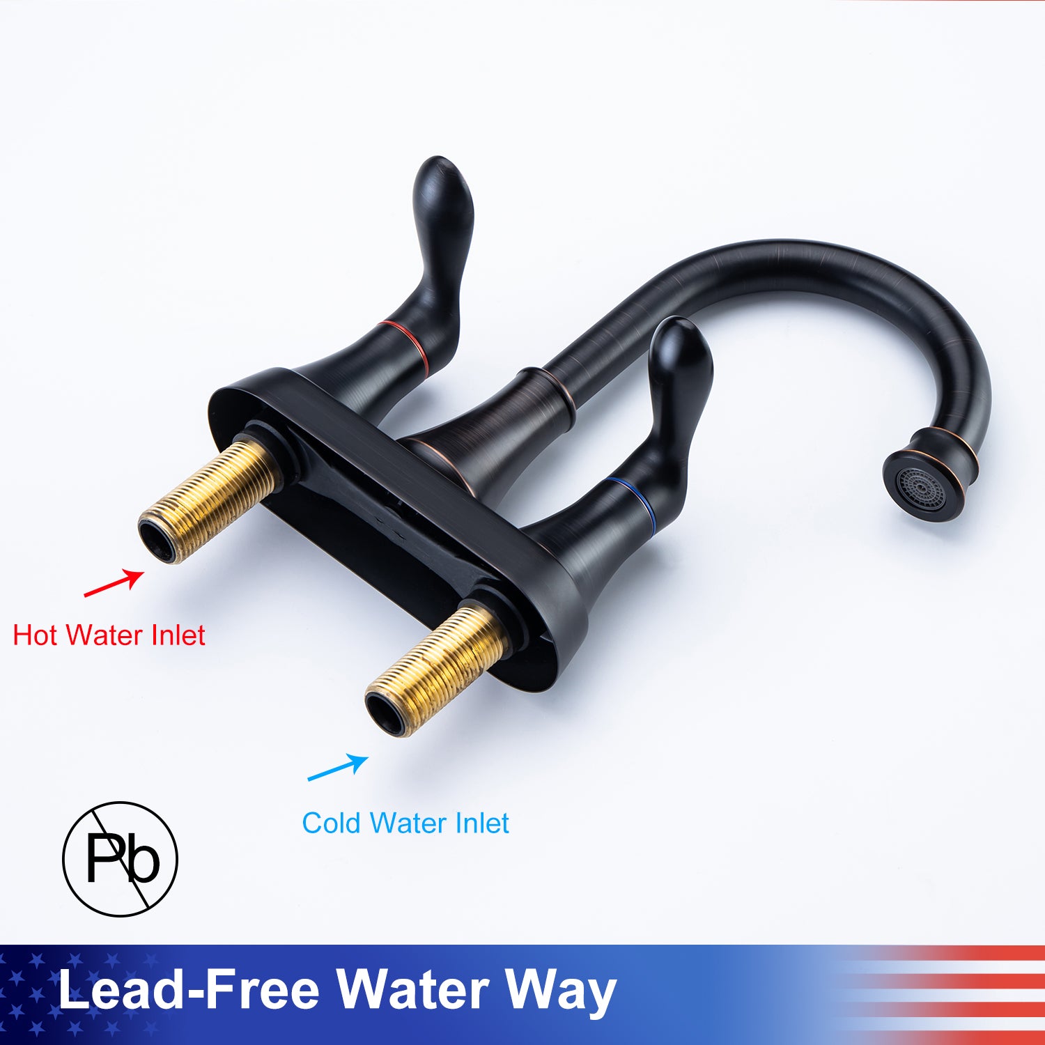 2-Handle Centerset Bathroom Faucet with Drain Assembly