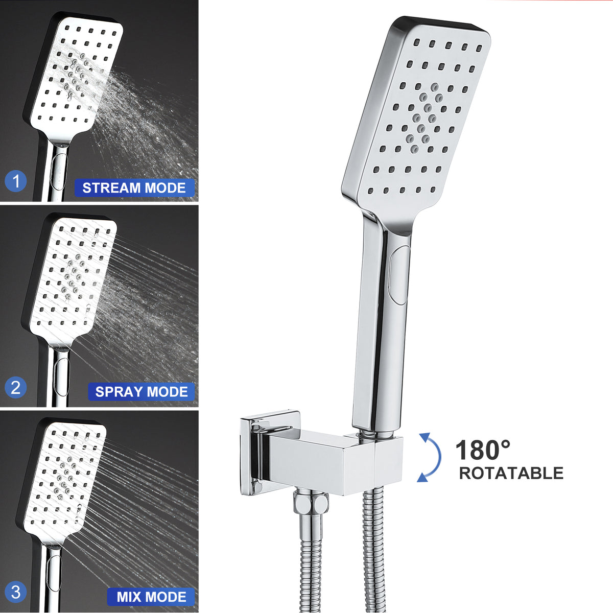 RAINLEX 12 in. Square 2-Way Ceiling-Mount Shower System with Rough-In Valve (S98105)