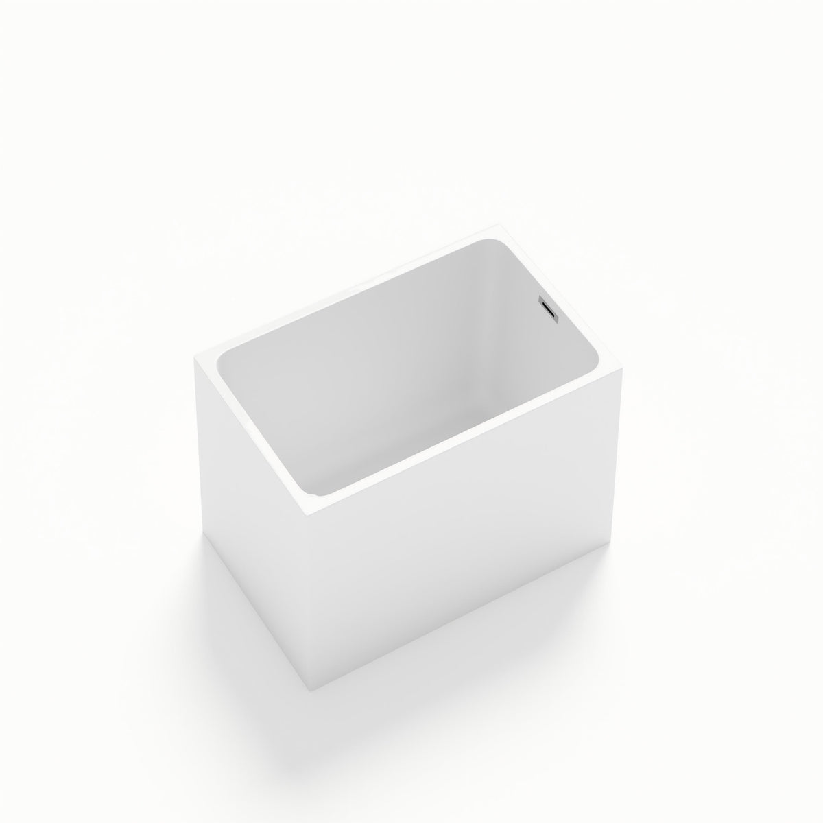 43" Acrylic Freestanding Bathtub ,Spacious rectangle Shape, Gloss White Finish, Chrome Overflow & Pop-Up Drain