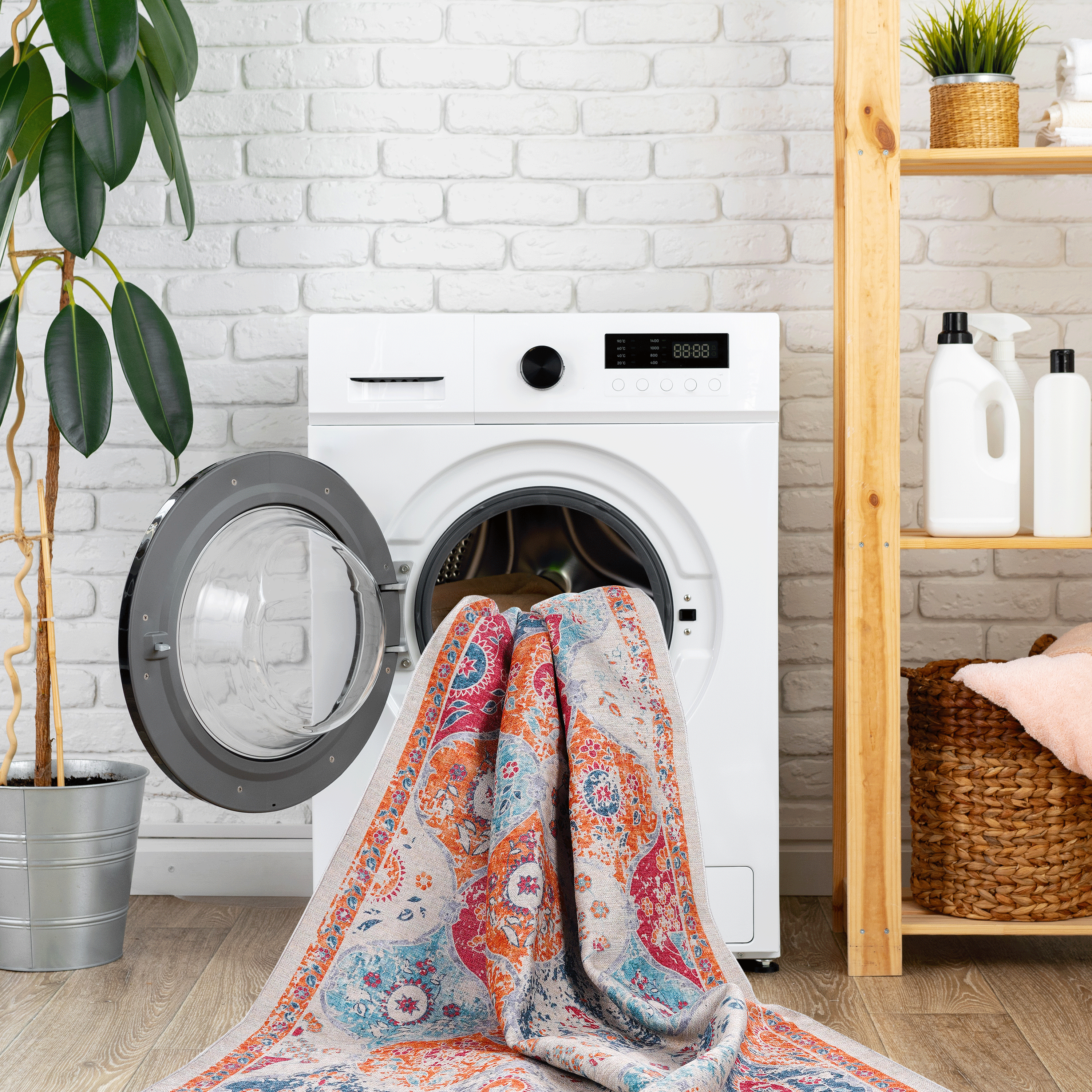 Rainlex 5' x 8' Washable Area Rug, Cream