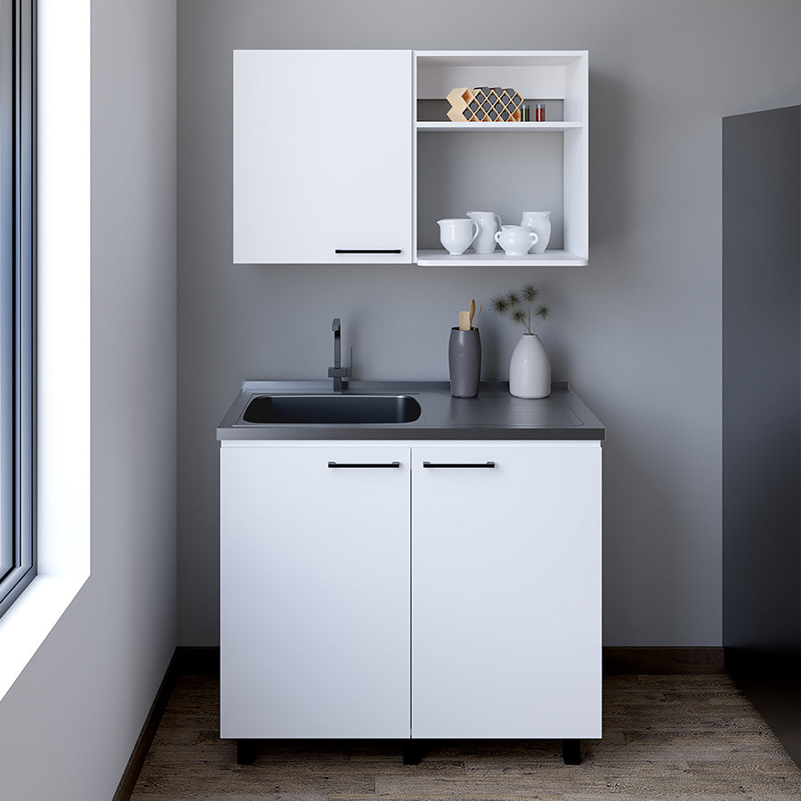 Rainlex 39" Freestanding Utility Sink Cabinet with Double Stainless Steel Basins, Soft-Close Doors