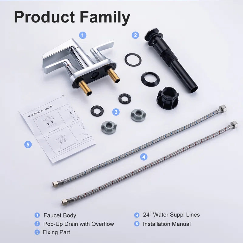 2-Handle Centerset Bathroom Faucet with Drain Assembly (S3005)