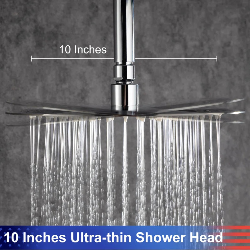 Pommeau de douche de 10 po, robinet de douche rond à 2 voies pour montage au plafond avec valve brute RX96205-10