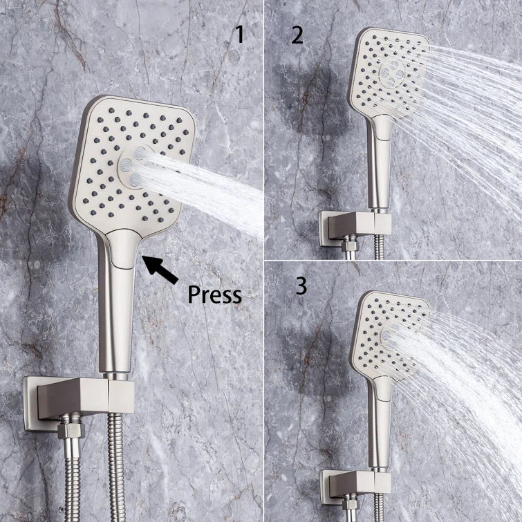 Pommeau de douche carré à 3 voies et montage mural de 10 po avec robinet à montage brut RX97303-10