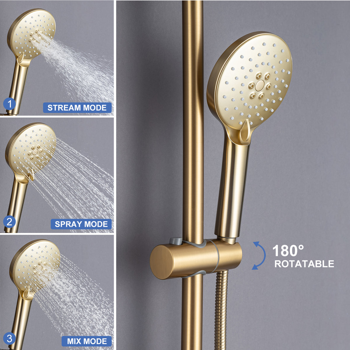 Système de douche avec pomme de douche à effet pluie et douche à main RX2001