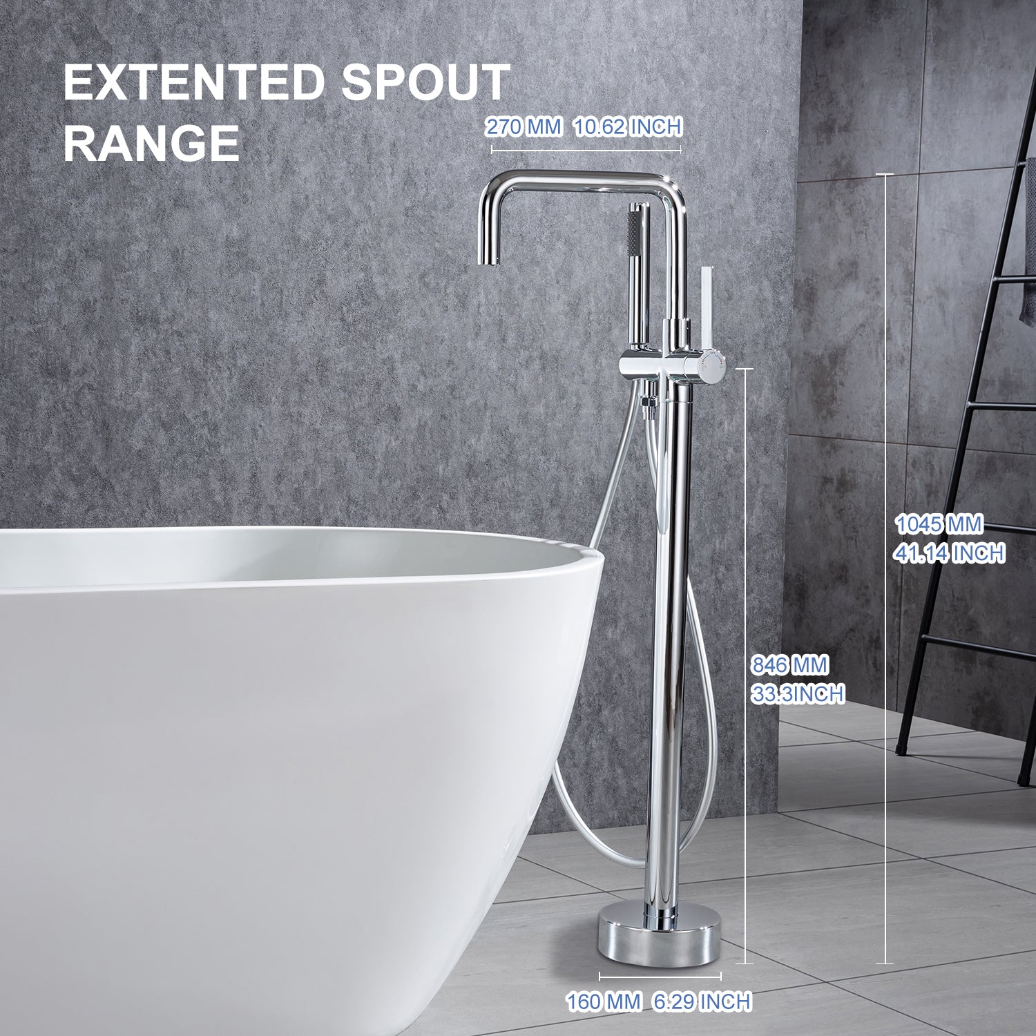 Single-Handle Floor-Mount Clawfoot Tub Faucet with Handheld Shower (S8008)