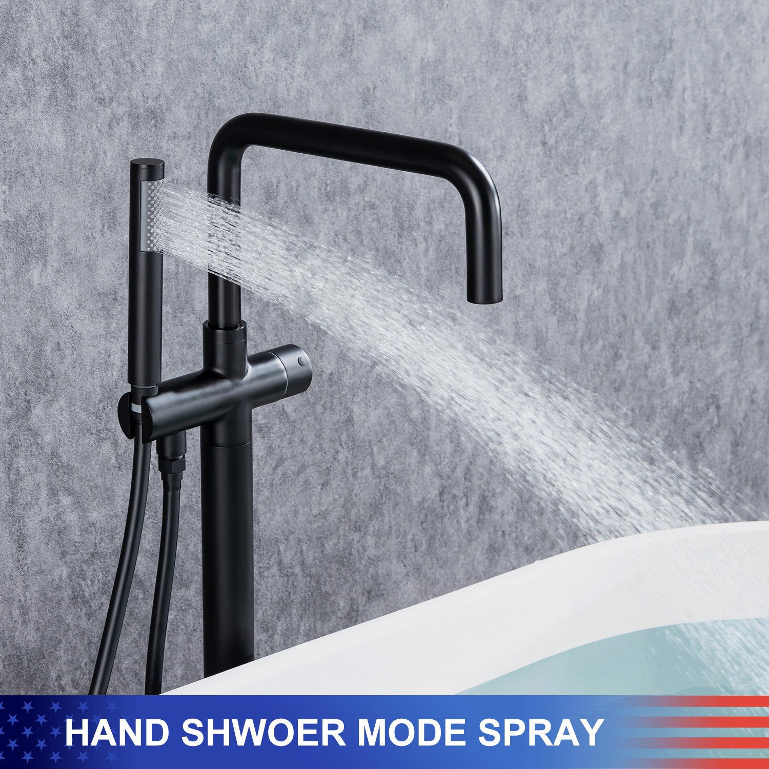 Single-Handle Floor-Mount Clawfoot Tub Faucet with Handheld Shower (S8008)