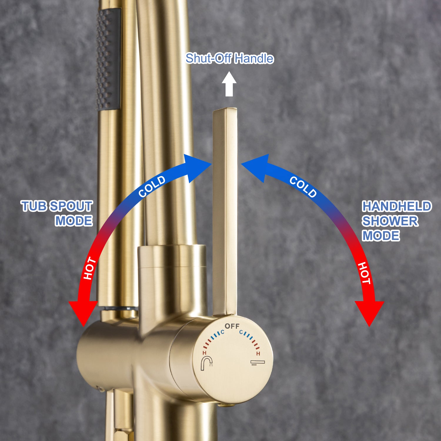 Single-Handle Floor-Mount Clawfoot Tub Faucet with Handheld Shower (S8008)