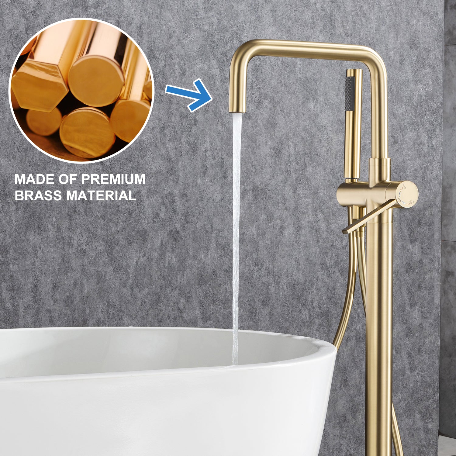 Single-Handle Floor-Mount Clawfoot Tub Faucet with Handheld Shower (S8008)