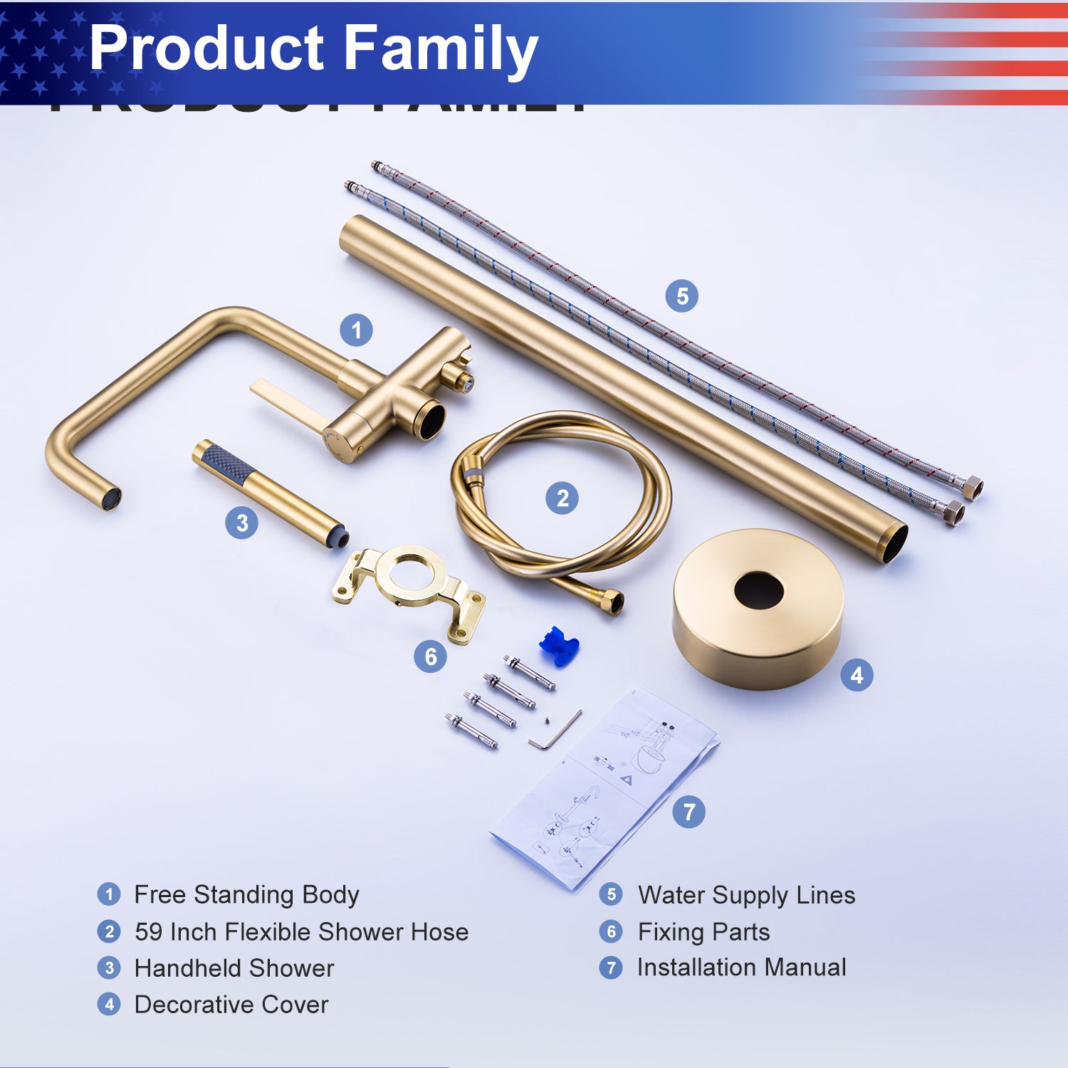 Single-Handle Floor-Mount Clawfoot Tub Faucet with Handheld Shower (S8008)