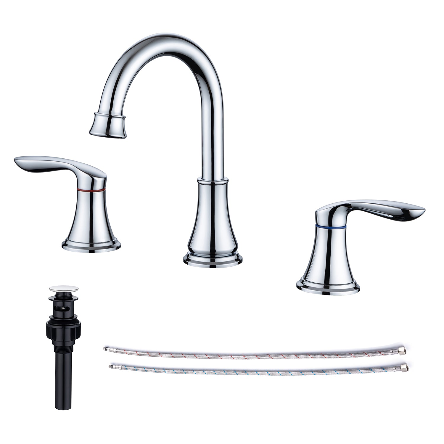 2-Handle Widespread Bathroom Faucet with Drain Assembly
