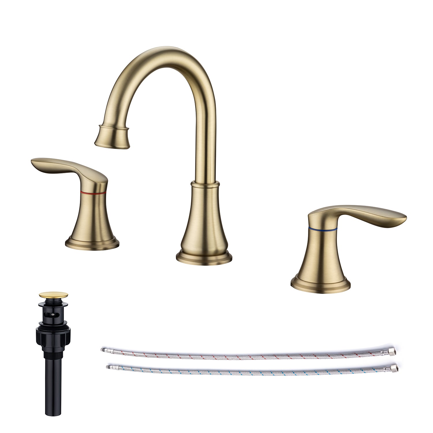 2-Handle Widespread Bathroom Faucet with Drain Assembly