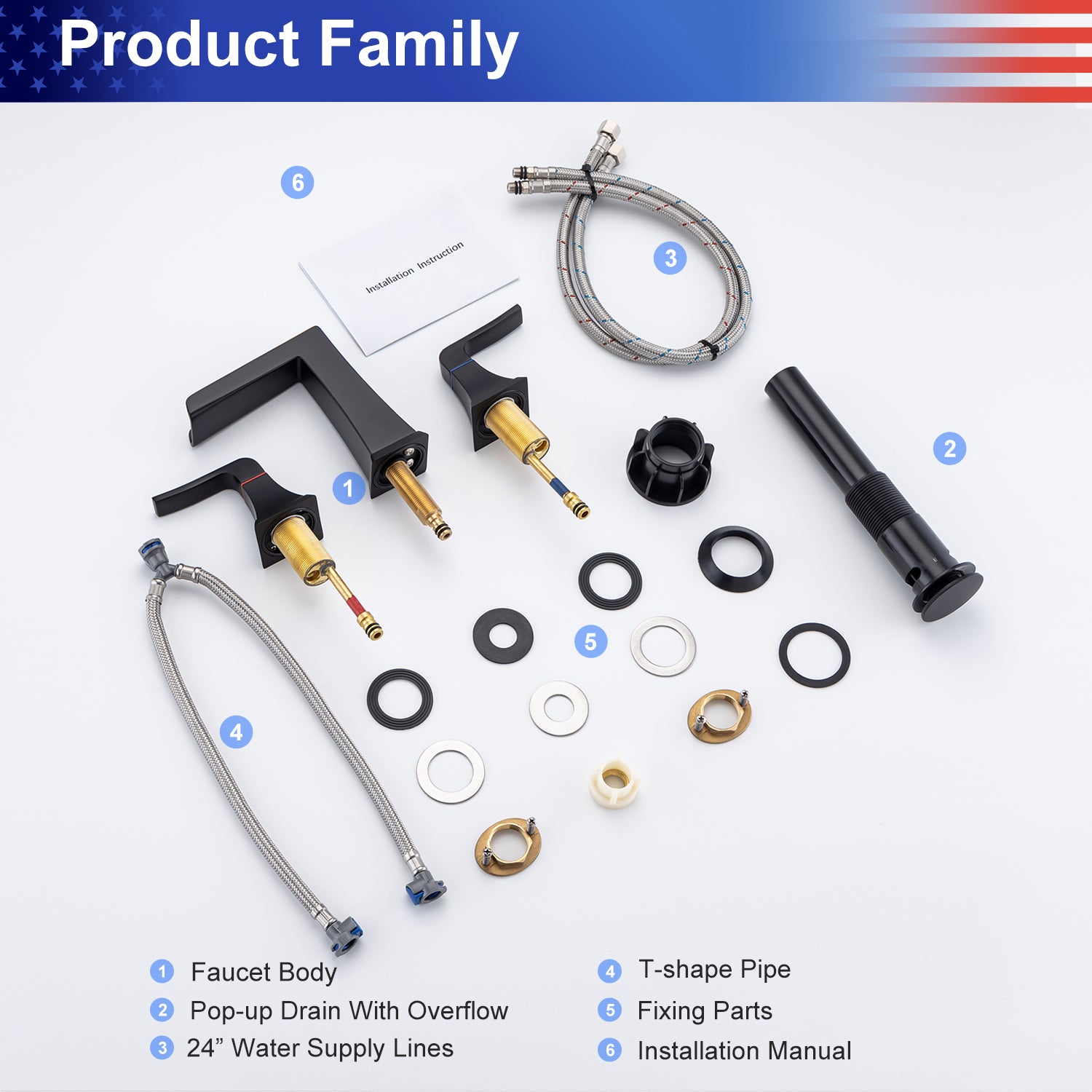 2-Handle Widespread Bathroom Faucet with Drain Assembly (S83002)