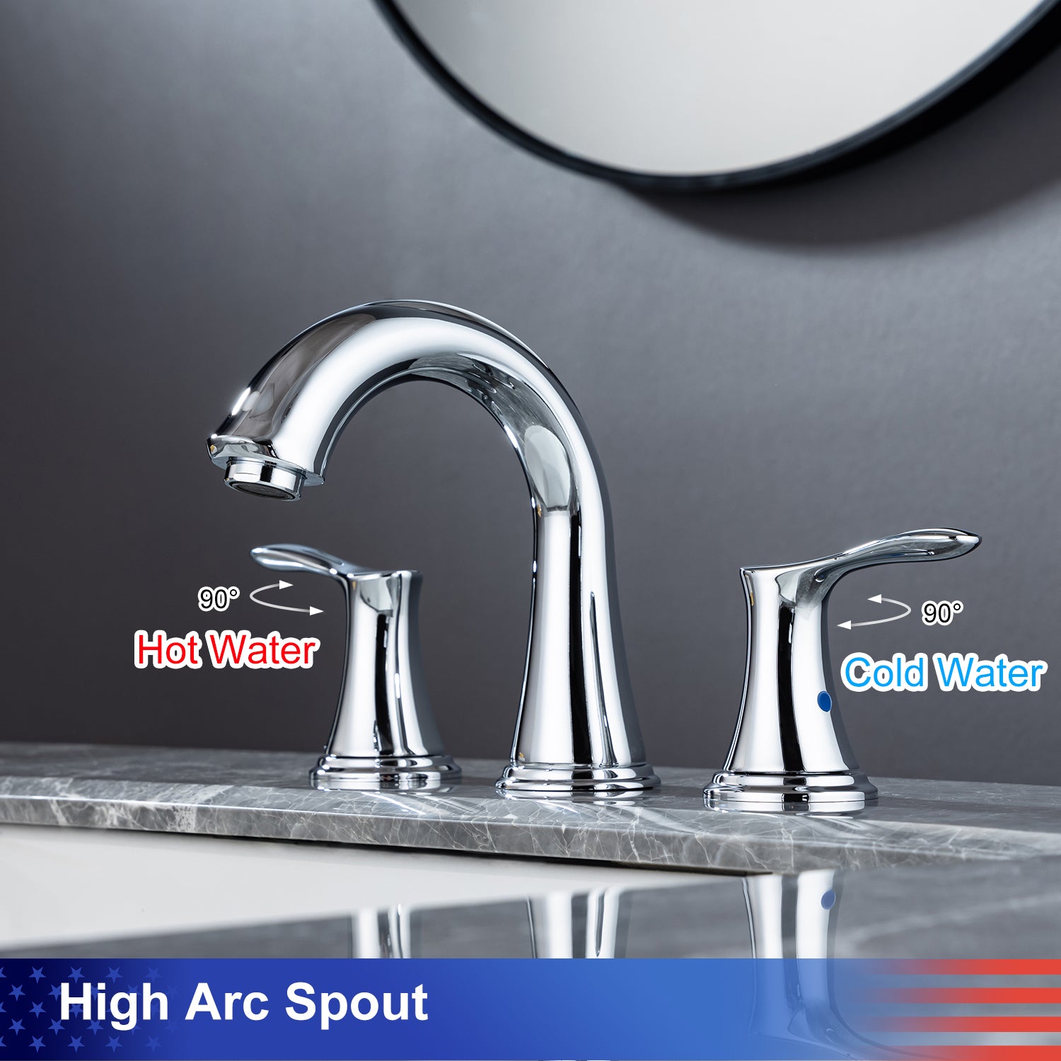 2-Handle Widespread Bathroom Faucet with Drain Assembly (S83007)