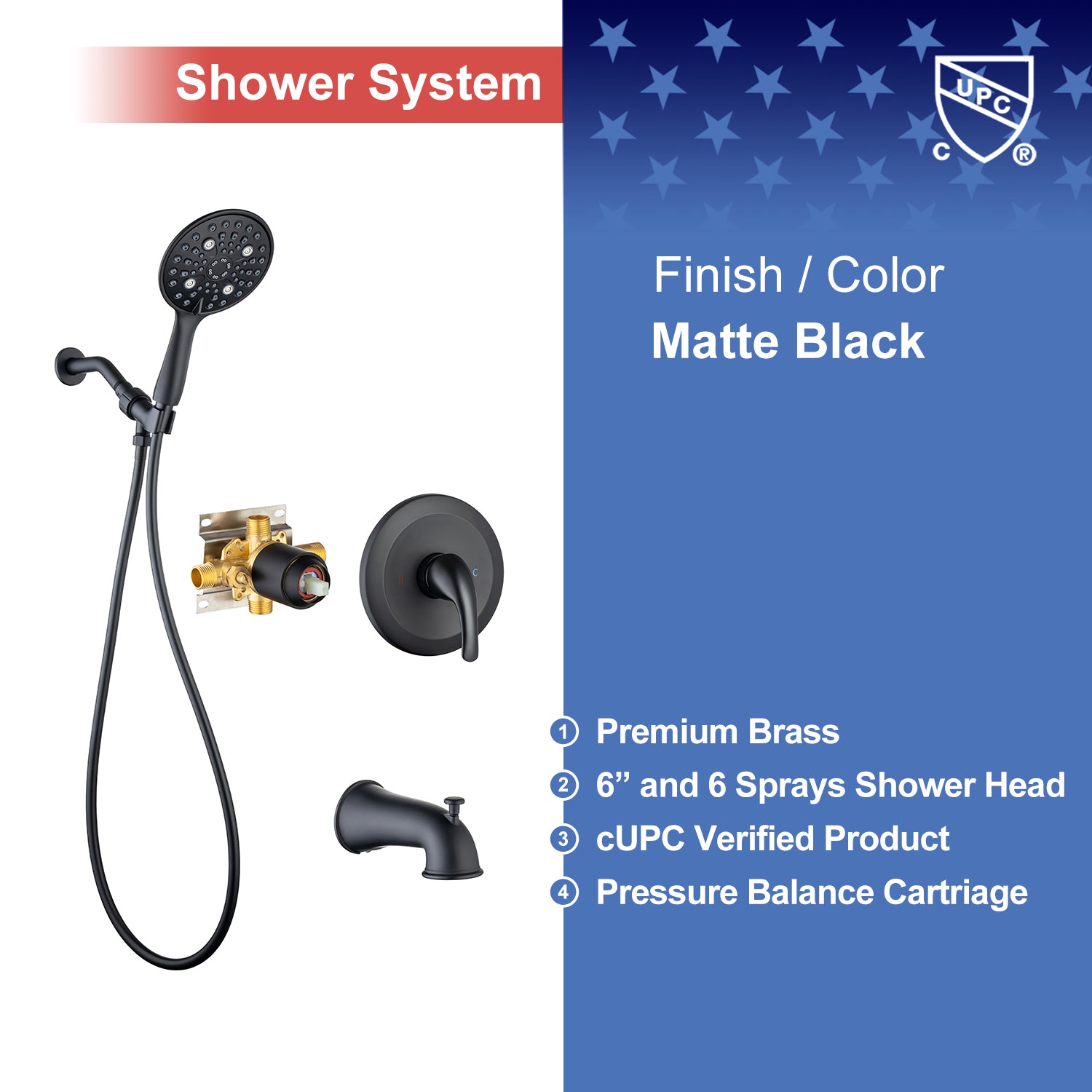 Shower System In Matte Black Color