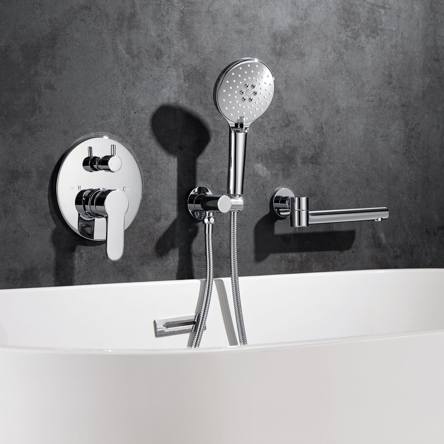 Single Handle Wall Mounted Roman Tub Faucet with Handheld shower RX96207