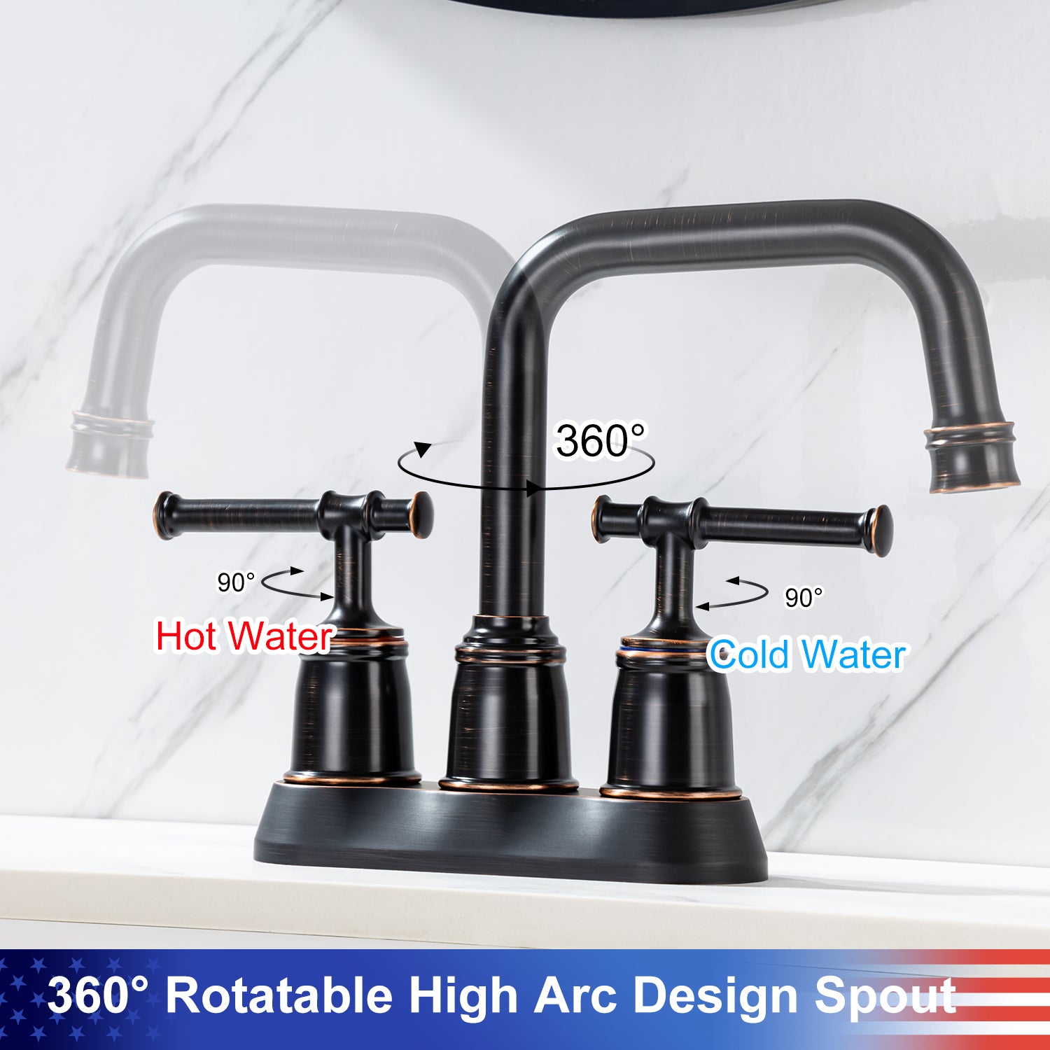 2-Handle Centerset Bathroom Faucet with Drain Assembly (S3008)